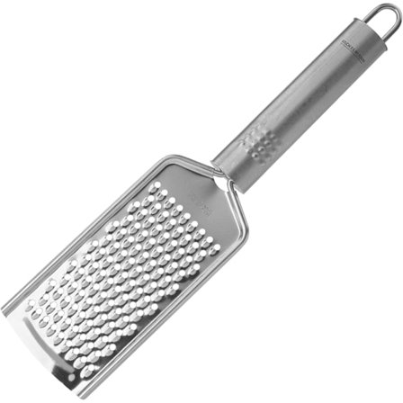 Kjøkkenrivjern, rustfritt stål, oppvaskmaskinsikkert, ovalt håndtak, osterivjern, sitronrivjern, grønnsaksrivjern, 24 x 5 cm, 1 stk