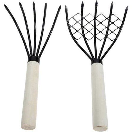 2 stk. klo rive med net, håndnet, muslingerive, have klo rive, grave rive til skaldyr, ergonomisk graveværktøj til skaldyrsskaller