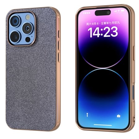 iPhone 16 Pro Max Skal med Elektropläterad Ram och Glittrande Stötabsorberande Design