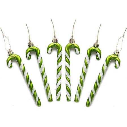 Pakke med 6-13CM Glitter Polka Grise Juletræ Hængende Dekoration Juletræspynt (grøn)