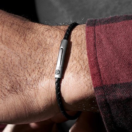 Bracelet Collins en cuir noir - 3 mm pour hommes - Bracelets en cuir