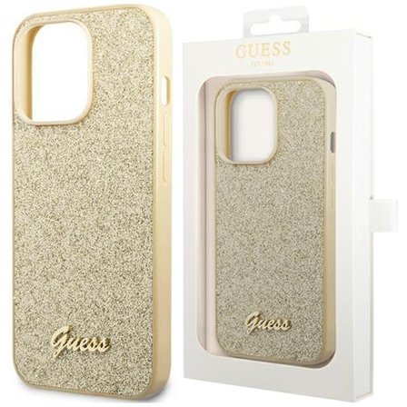 Guess GUHCP14LHGGSHD iPhone 14 Pro 6.1 gull/gull hardt deksel Glitter Script