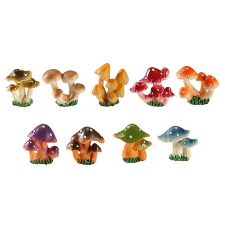 9 stk Sopphåndverk Mikrofigurer Miniatyr Landskap Mose