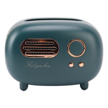 Retro radioformet tissueskrin, vintage radio tissueskrin for bad, stue, soverom, nattbord, skrivebord, grønn