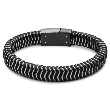 Bracelet en fil d'acier inoxydable noir pour hommes