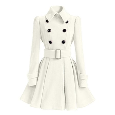 "Dam Vinterjackor Dubbelknäppt Elegant Vintage Mode Filt Trenchcoat"