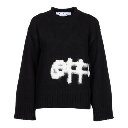 Off White Round-neck Strik Sort, Dame Striktrøjer