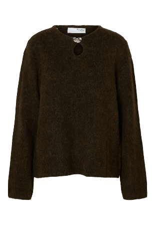 Selected Femme SLFLULU Borstad Pullover Stickat Dam Brun S