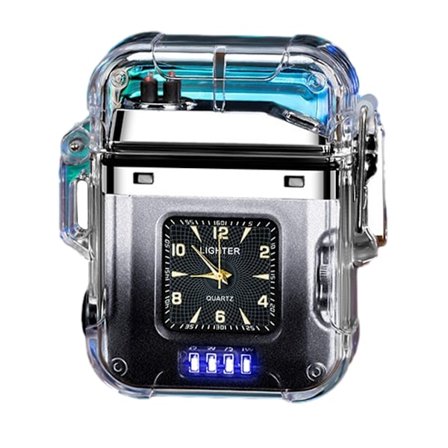 Elektrisk lighter med dobbelt plasma, USB Type C oppladbar, elektronisk vindtett, flammefri, butanfri, elektrisk stearinlyslighter, sølv