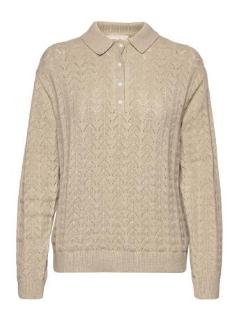 Srastrid Polo Knit Pullover Beige Soft Rebels