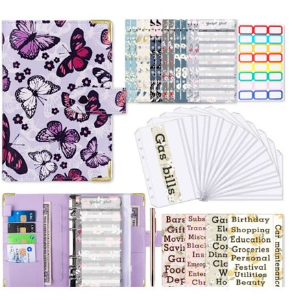 Budget Binder Med Lynlås Kuverter, A6 Lommer Planlægger Kontant Kuverter