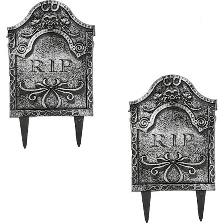 JAG ÄLSKAR FANCY DRESS GRAVSTEN REKVISITA - FÖRPACKNING MED 2 - GRÅ PLAST