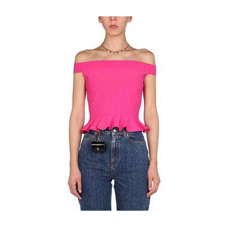 Alexander McQueen, Knit Ruffles Top Roze, Dames, Maat:M