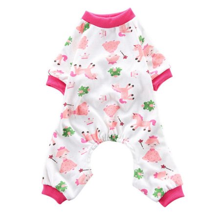 IC Lemmikkieläinten Vaatteet Koiran Pyjama Pehmeä Puuvillapaita PJS, vaaleanpunainen SY48 yksisarviset