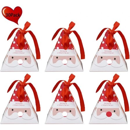 Julklappsset med 30 dekorativa godislådor, kakor, godis, julgodispåsar $ Jultomte Ren Julgranspresentförpackning