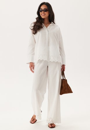 ONLY - Onlgraces Tulum Ls Emb Shirt - Bright White - Kläder - - Bubbleroom