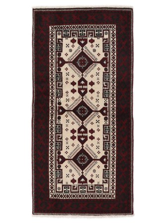 Hand Knotted Persian Baluch Rug 97X198 Black/Brown