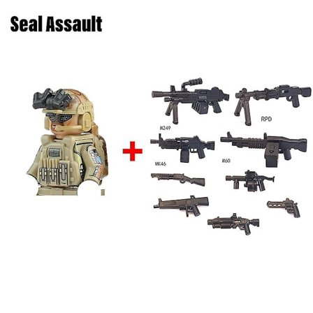 Militära byggklossar Soldatfigurer Gåvor Leksaker Vapen Gevär Special Force SWAT Arm Väst Hjälm Explosionssäkra kläder MOC Fingerfärdighetsspel