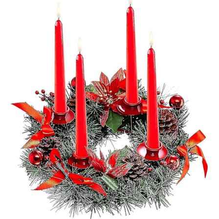 Advent Krans Kunstig Lysestage - Julekrans med 4 Lysestager, 30 cm