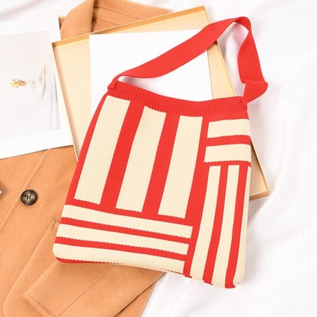 Stickad handväska tygväska 2 2