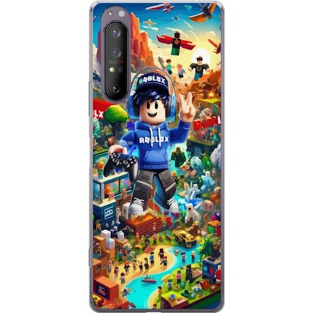 Yhteensopiva Puhelinkuori Sony Sony Xperia 1 II Suuri yksityiskohtainen Roblox-maailma täynnä hahmoja, seikkailuja ja värikkäitä ympäristöjä,