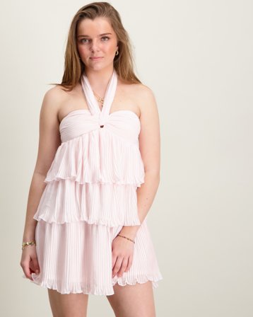 Gina Tricot Young 14+ 14+ halterneck frill dress Rosa Kjoler Jente - Kids Brand Store