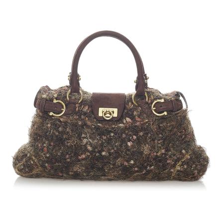 Salvatore Ferragamo Pre-owned, Gancini Marisa Tweed Satchel Bruin, Dames, Maat:ONE Size