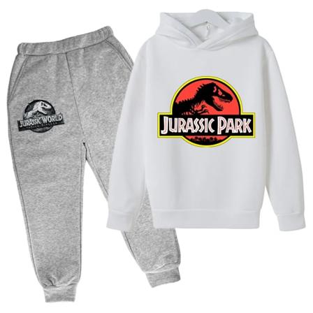 Jurassic Park Dinosaurs Lasten Vaatteet Hupparit + Housut Set Tytöt Joululahja Huppari Kevät Syksy Takki Urheilupuku Ivory 150cm