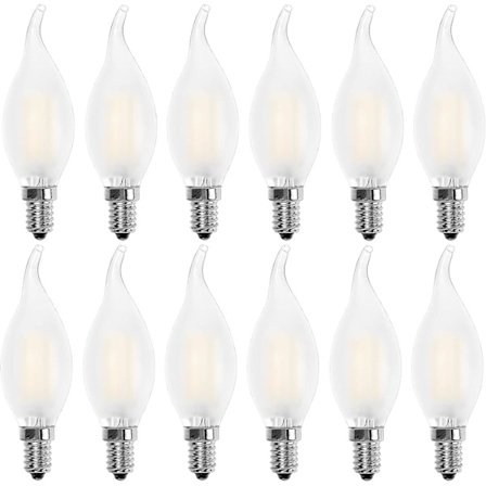 E14 Flamme LED-pære, stearinlysform, varmt hvitt 2700k, 4w glødelampeekvivalent 40w, 400lm, pakke med 12 [energiklasse A+]