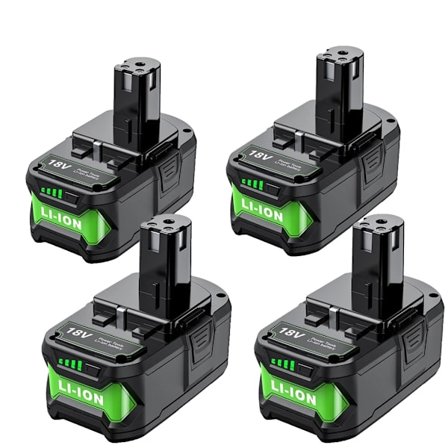 Ryobi P108 Batteri, 9000mAh Kapacitet, 18V Li-ion,4 Batteri, 18V