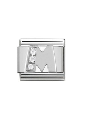 Alphabet 925 sterling Silver with CZ M