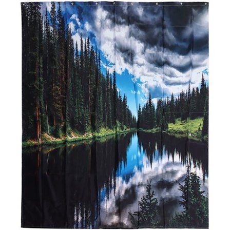 Horisontell duschdraperiuppsättning, badrumsdraperi med ringar, heminredning för badrum 180x180cm