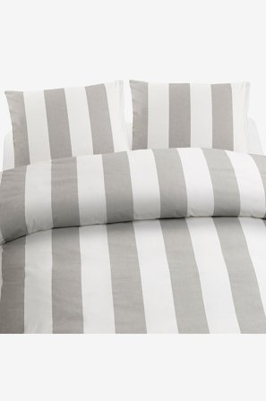 Borganäs of Sweden - 3-Dels Set Block Stripe Dubbel - Grå - Påslakanset - 220X210 - Från Homeroom