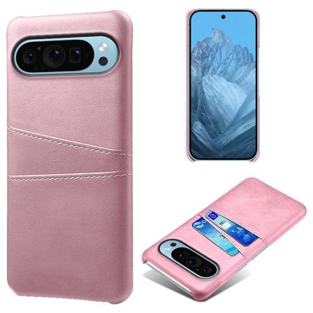 SKALO Google Pixel 9/9 Pro PU-nahkainen Suojakuori Lompakolla - Ruusukulta