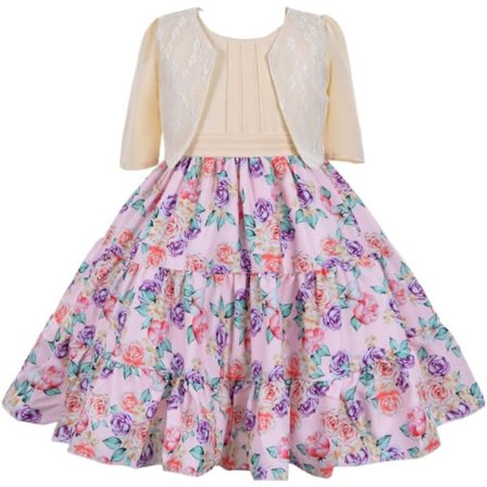 Cosplay Elegant Blomsterkjole for jenter Unge voksne Mote Sløyfe Blomst Barn Fest Festival Alder 5-9 år Fersken - 10 8 år