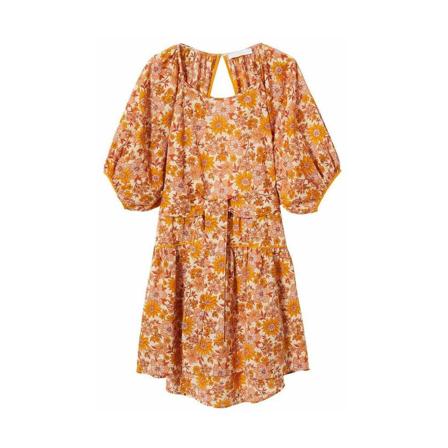Mango Kjole med blomster Orange, Dame