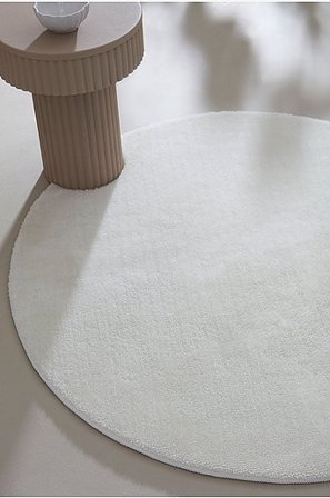 Jotex - Rund Luggmatta Polyester Vit Enfärgat CORAL - Köp Lugg- & ryamattor hos Jotex