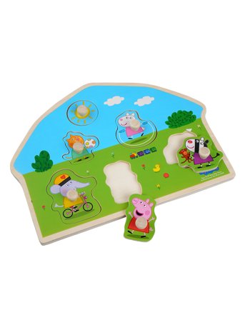 Barbo Toys | Peppa Pig Wooden Knob Puzzle Playground | ONE SIZE