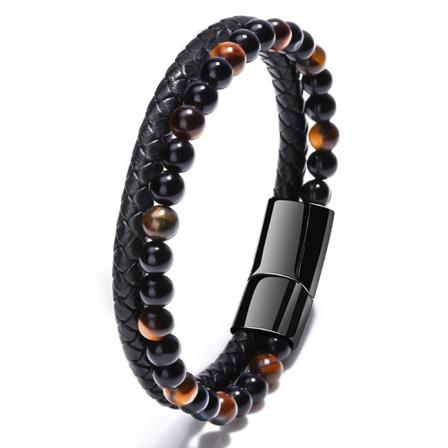 geOriginal herre armbånd laget av 6mm naturlige steinperler og Hi