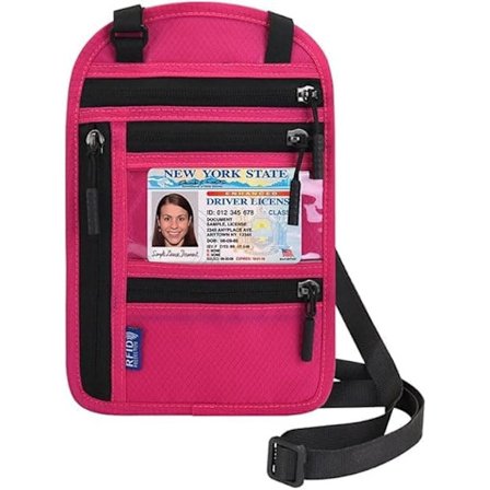 Axelremsväska för Mobil, RFID-skydd Reseplånbok - Vattentätt Passfodral med Halsband i Sjöblått