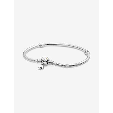 Pandora Moments Daisy Flower Clasp Snake Chain Armband, Sterling Silver 16 cm