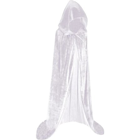 Unisex Vuxen Huvförsedd Kappa Halloween Kappa Lång Sammetskappa Cosplay Kostym Vit