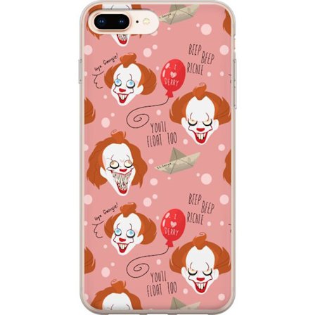 Kompatibel Mobilcover til Apple iPhone 8 Plus IT Pennywise mønster med klovne ansigter, balloner og Youll float too ikonisk horror design perfekt til