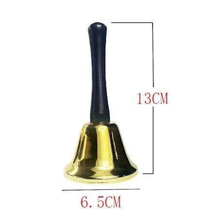 Julerangle, plasthåndtak, også egnet for fester, 13 cm, gull.