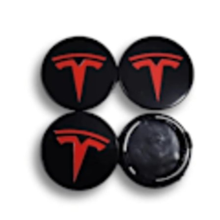 4-pakning - Tesla senterkopp/hjullogo - Automotive svart/rød