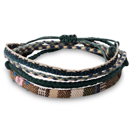 Bracelet Surfeur en Tissu Vert Multicolore pour hommes - Bracelets en corde