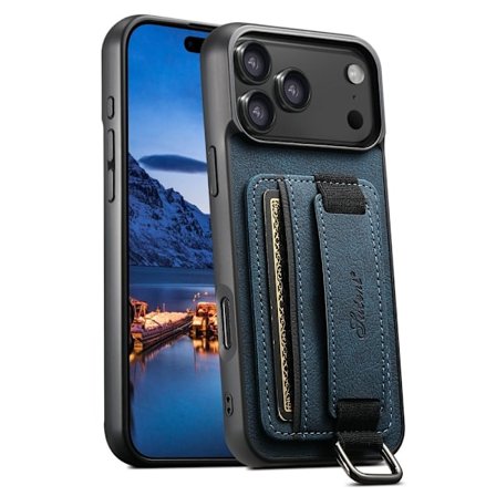SKALO iPhone 17 Pro Max SUTENI H13 PU-læder Kortholder Cover - Blå