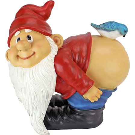 Naken rumpe hagegnomstatue, stor 11 cm, polyresin, full