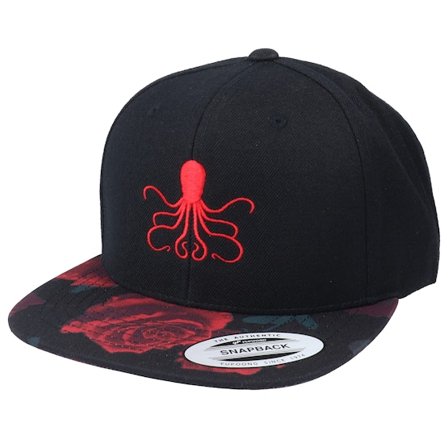 Iconic - Schwarz Snapback Cap - Red Octopus Silhouette Black/Rose Snapback @ Hatstore