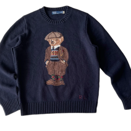 Mörkblå stickad tröja med björn från Polo Ralph Lauren